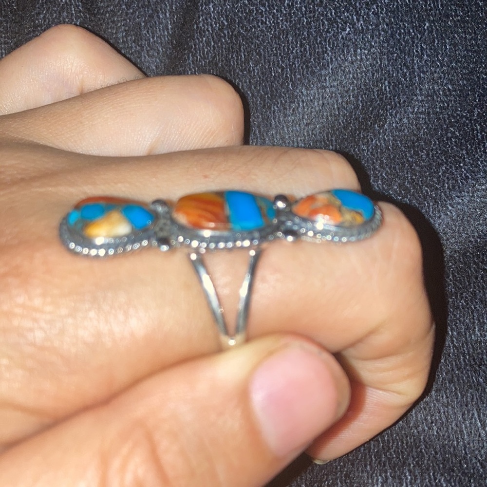 Santa Fe Turquoise Sterling Silver Ring - Picture 2 of 6